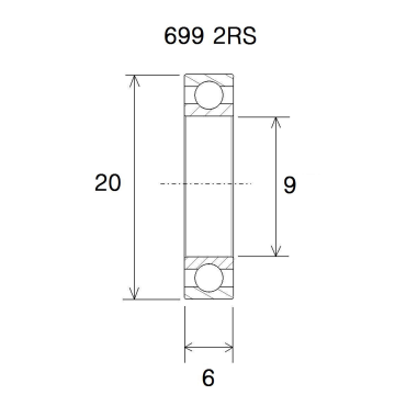 "BEARING B5 9X20X6MM"