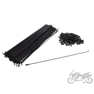 Jalgrattaratta kodar 250 MM (144 tk) + must nippel, 2 mm, 90 kraadi, 12 mm