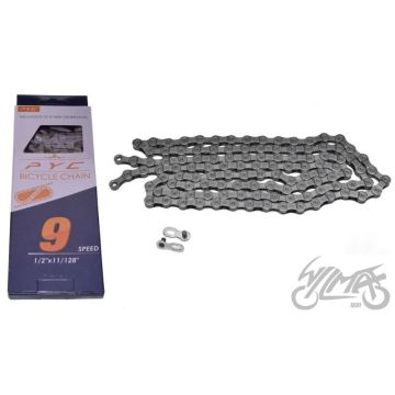 Jalgrattakett PYC HC73 9-käiguline 1/2"X11/128" 116L, 6,4 mm, 280 g, tumehõbe